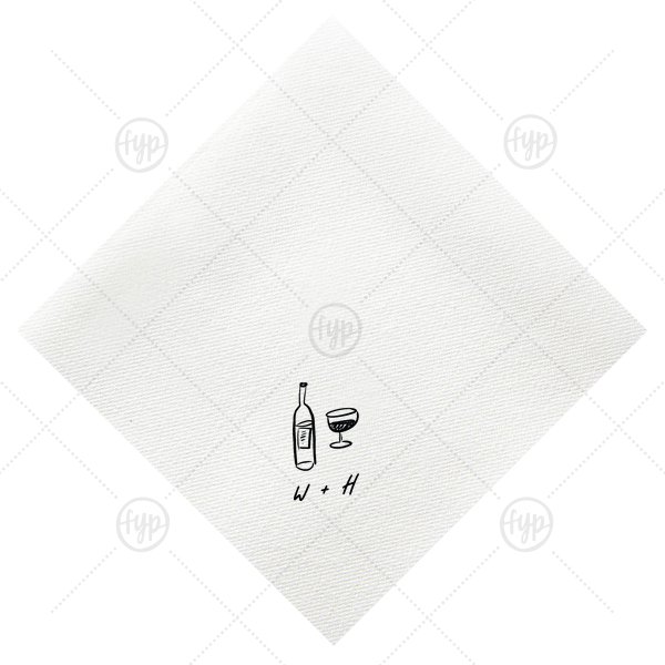 Vino Duo Sketch Napkin Cocktail Napkin (Foil)
