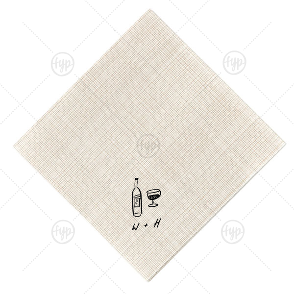 Vino Duo Sketch Napkin Cocktail Napkin (Foil)