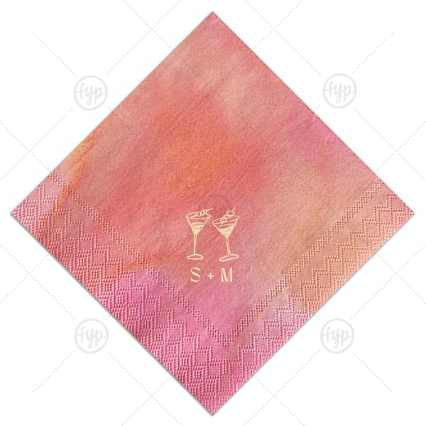 Minimal Martini Pair Napkin Cocktail Napkin (Foil)
