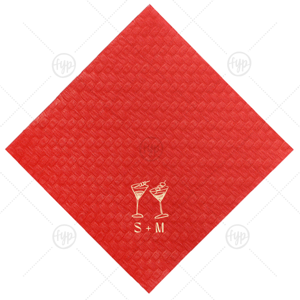 Minimal Martini Pair Napkin Cocktail Napkin (Foil)