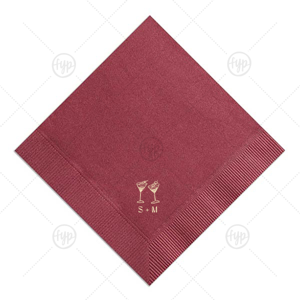 Minimal Martini Pair Napkin Dinner Napkin (Foil)