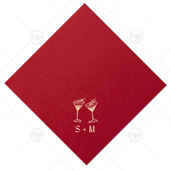 Minimal Martini Pair Napkin Petite Cocktail Napkin (Foil)