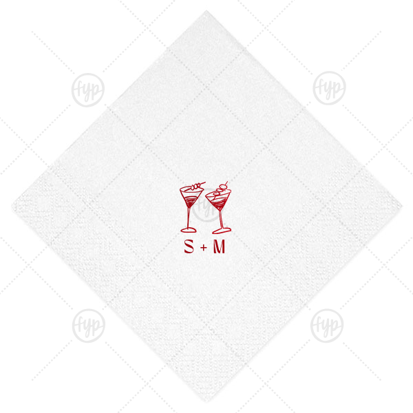 Minimal Martini Pair Napkin Cocktail Napkin (Foil)