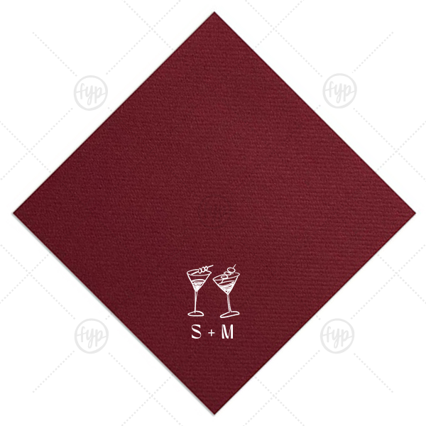 Minimal Martini Pair Napkin Cocktail Napkin (Foil)
