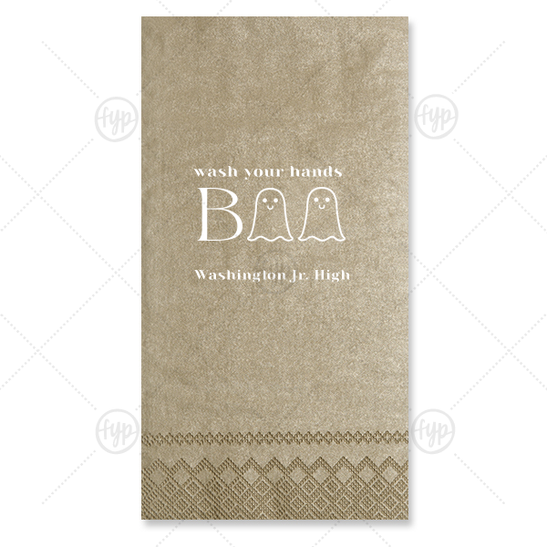 Wash Your Hands Boo Napkin Guest Hand Towel (Foil)