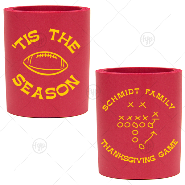 Football Tis the Season Can Cooler Round Can Cooler (Ink)