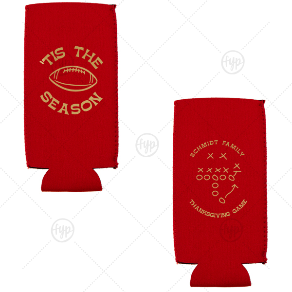 Football Tis the Season Can Cooler Flat Can Cooler (Ink)