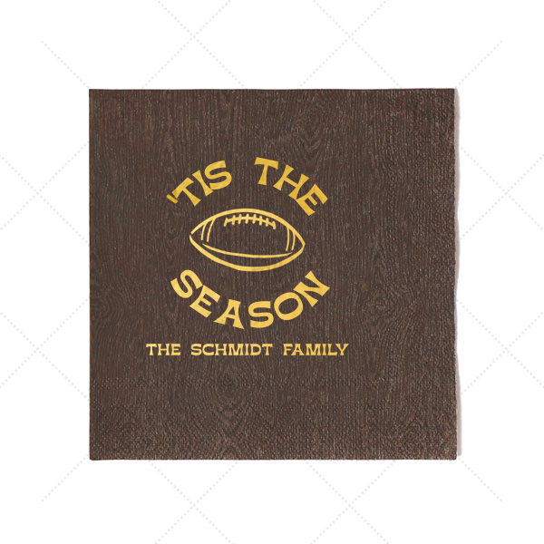 Football tis The Season Napkin Cocktail Napkin (Foil)