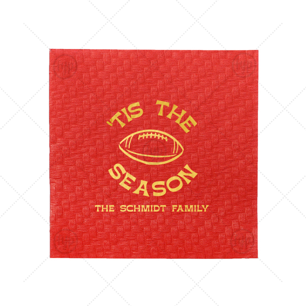 Football tis The Season Napkin Cocktail Napkin (Foil)