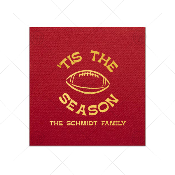 Football tis The Season Napkin Petite Cocktail Napkin (Foil)