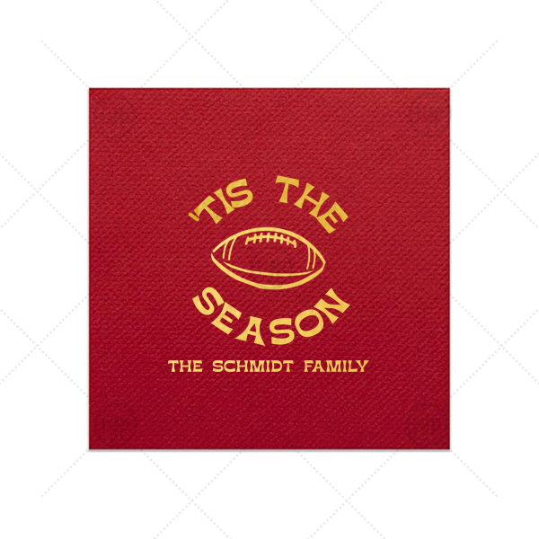 Football tis The Season Napkin Cocktail Napkin (Foil)