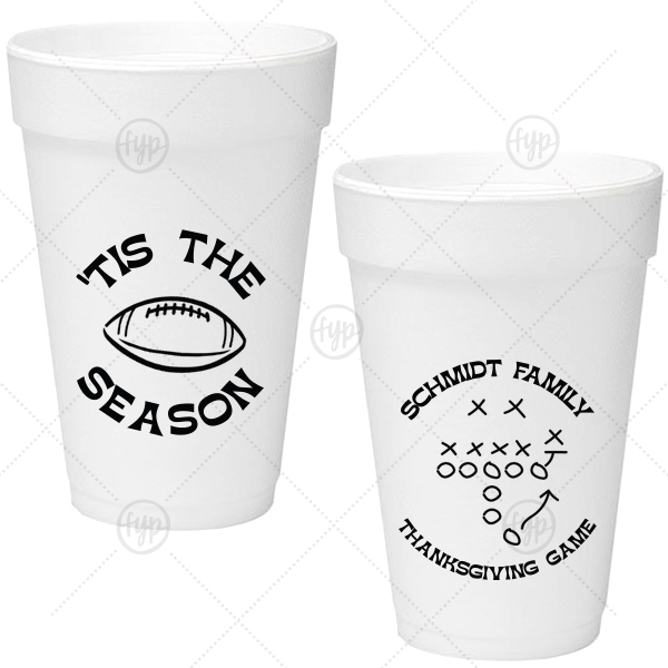 Football Tis The Season Cup 16-oz. Styrofoam Cup (Ink) 