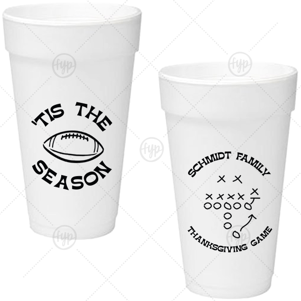 Football Tis The Season Cup 20-oz. Styrofoam Cup (Ink) 