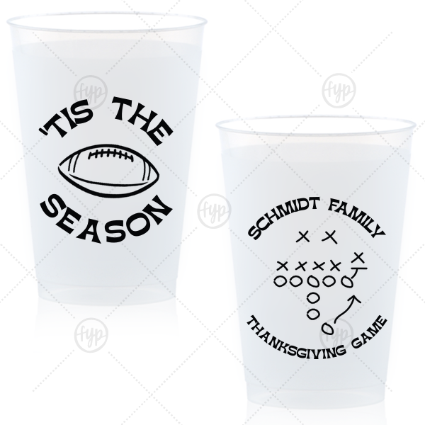 Football Tis The Season Cup 12-oz. Frosted Cup (Ink)