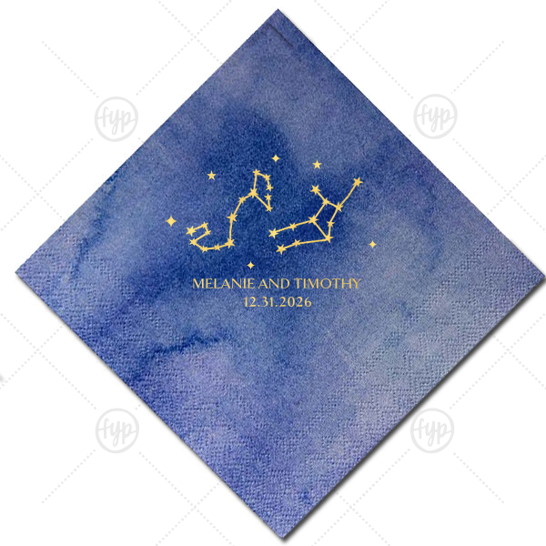 Scorpio & Virgo Constellation Napkin Cocktail Napkin (Foil)