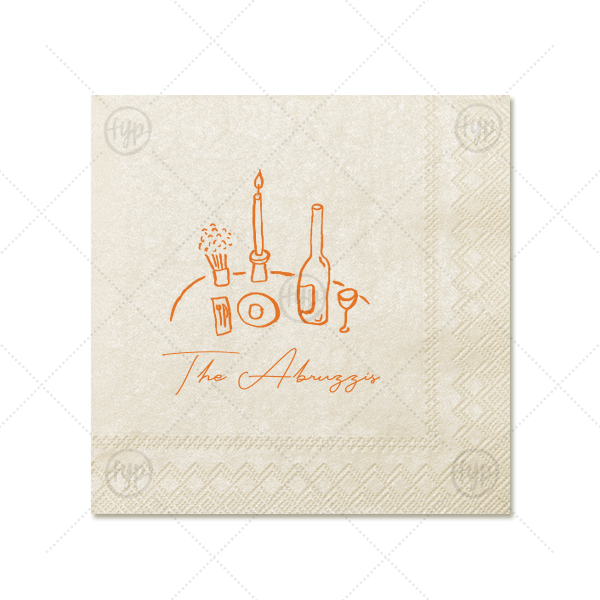 Food, Family, Friends Napkin  Cocktail Napkin (Foil)
