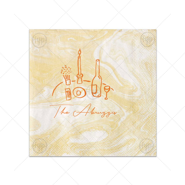 Food, Family, Friends Napkin  Cocktail Napkin (Foil)