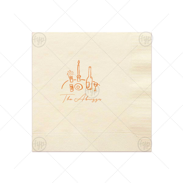 Food, Family, Friends Napkin  Dinner Napkin (Foil)