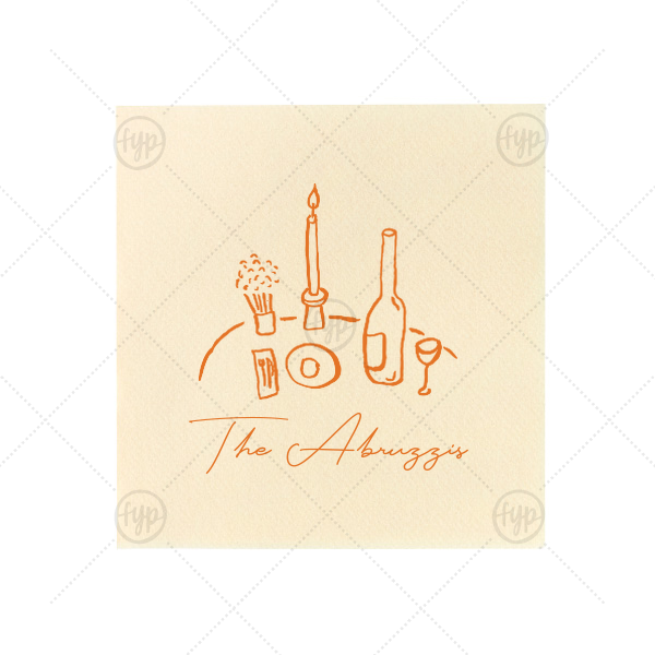 Food, Family, Friends Napkin  Petite Cocktail Napkin (Foil)