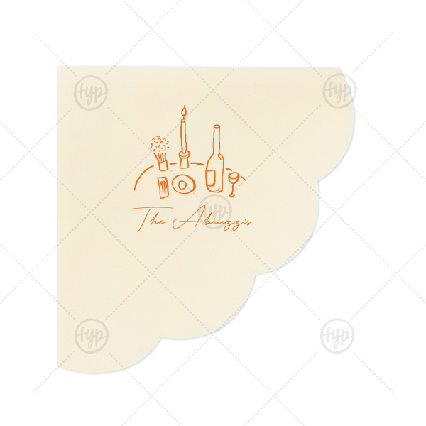 Food, Family, Friends Napkin  Scalloped Luncheon Napkin (Foil)