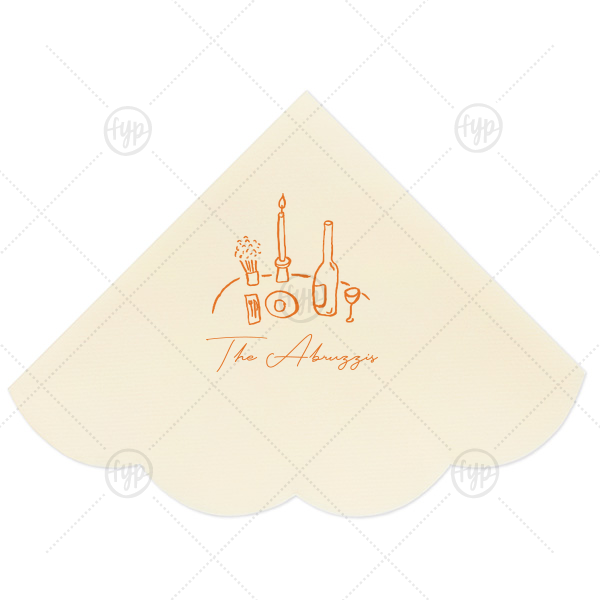 Food, Family, Friends Napkin  Scalloped Luncheon Napkin (Foil)