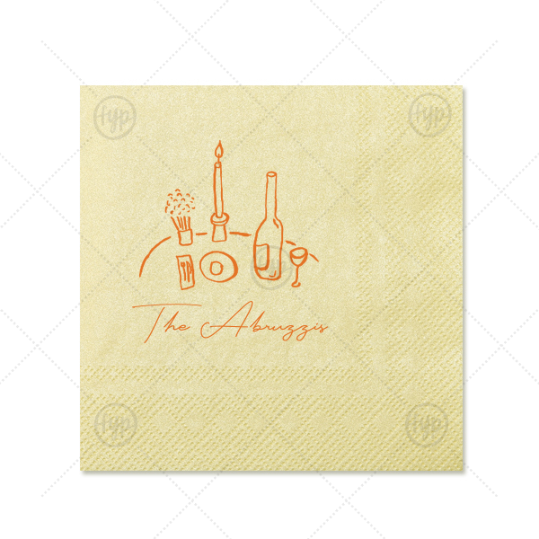 Food, Family, Friends Napkin  Cocktail Napkin (Foil)
