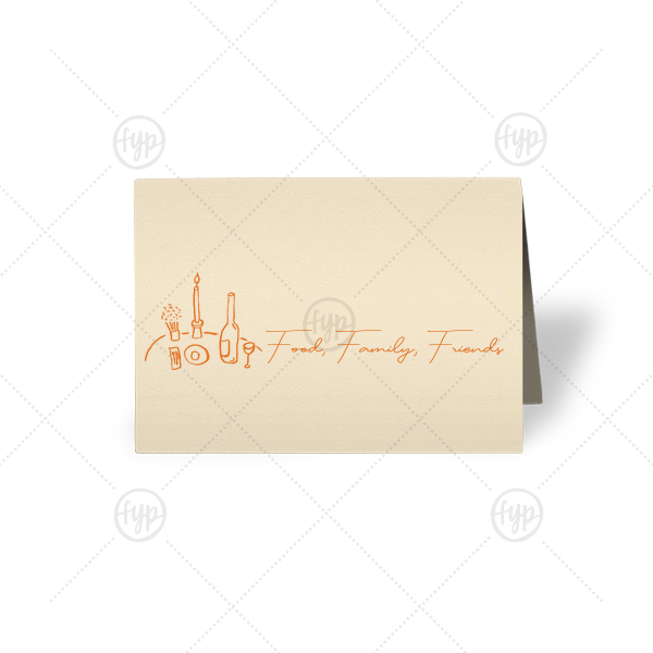 Food, Family, Friends Card Cordial Place Card (Foil)
