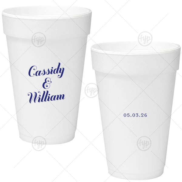 Relaxed Couples Name and Date Cup 16-oz. Styrofoam Cup (Ink) 