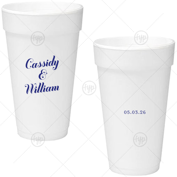 Relaxed Couples Name and Date Cup 20-oz. Styrofoam Cup (Ink) 
