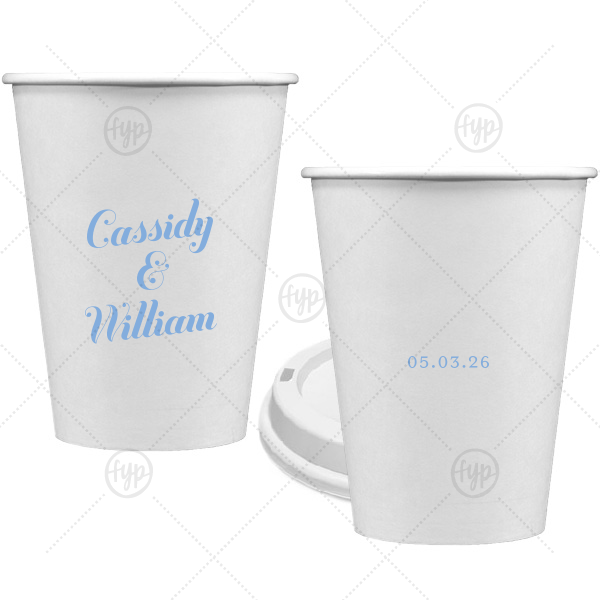 Relaxed Couples Name and Date Cup 12-oz. Single Wall Paper Hot Cup (Ink)