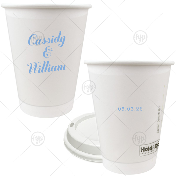Relaxed Couples Name and Date Cup 12-oz. Double Wall Paper Hot Cup (Ink)