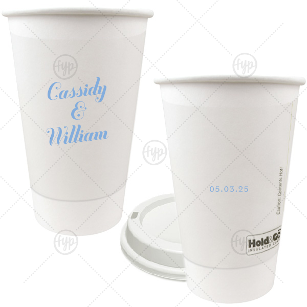 Relaxed Couples Name and Date Cup 16-oz. Double Wall Paper Hot Cup (Ink)