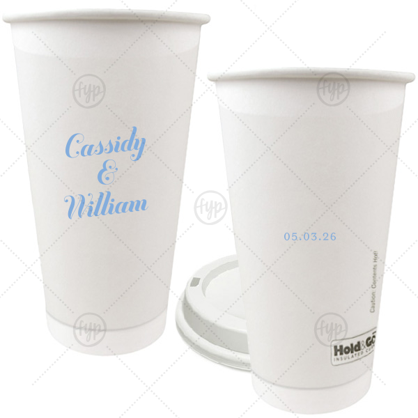 Relaxed Couples Name and Date Cup 20-oz.Double Wall Paper Hot Cup (Ink)