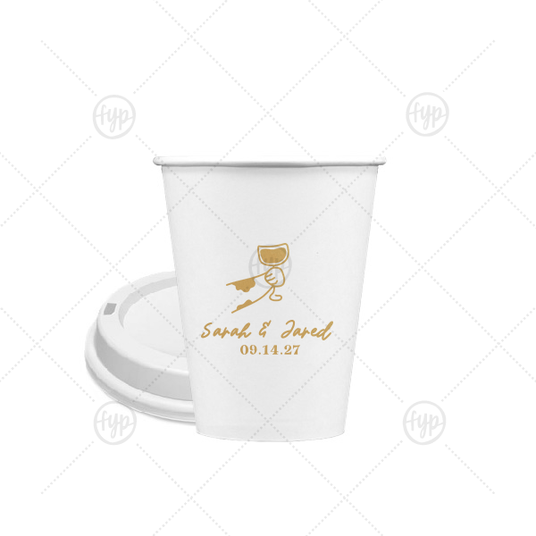 Toasting Hands Wedding Cup 8-oz. Single Wall Paper Hot Cup (Ink)