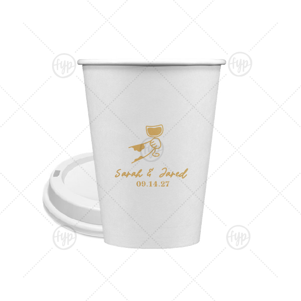 Toasting Hands Wedding Cup 12-oz. Single Wall Paper Hot Cup (Ink)