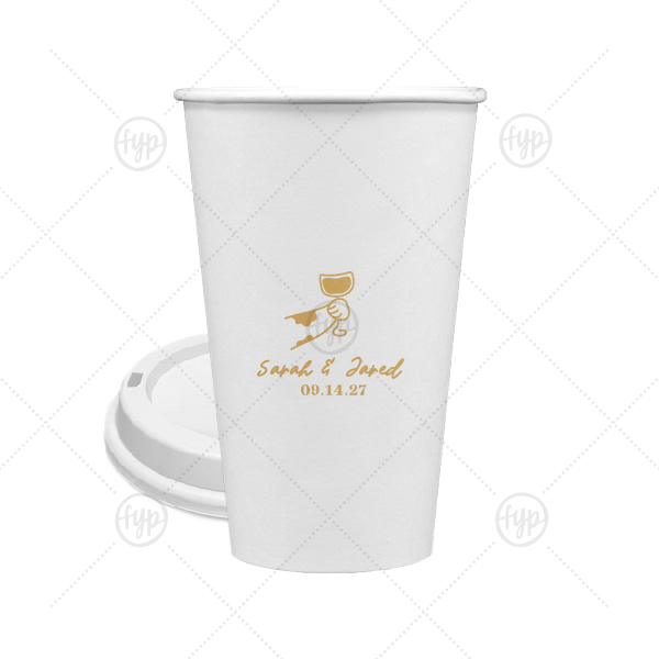Toasting Hands Wedding Cup 16-oz. Single Wall Paper Hot Cup (Ink)
