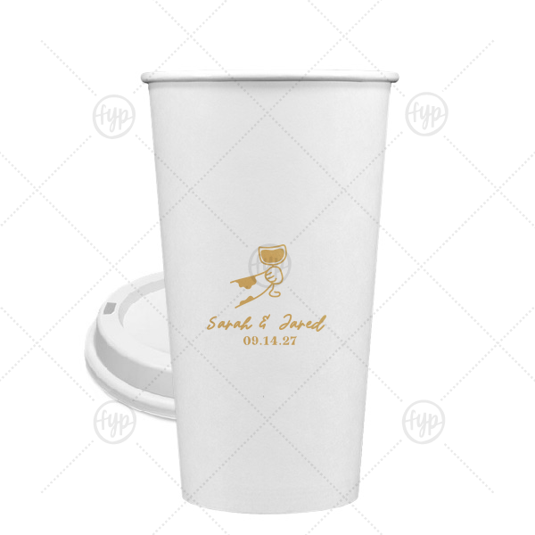 Toasting Hands Wedding Cup 20-oz. Single Wall Paper Hot Cup (Ink)