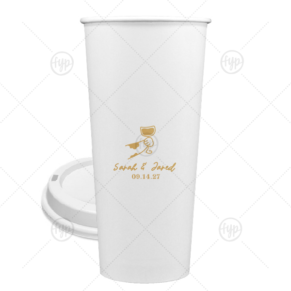 Toasting Hands Wedding Cup 24-oz. Single Wall Paper Hot Cup (Ink)