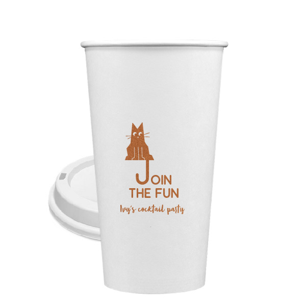 Cat Join the Fun Cup 20-oz. Single Wall Paper Hot Cup (Ink)