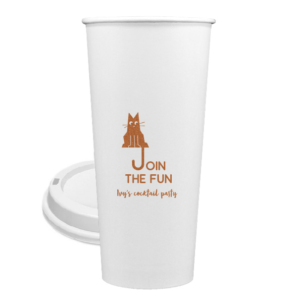 Cat Join the Fun Cup 24-oz. Single Wall Paper Hot Cup (Ink)