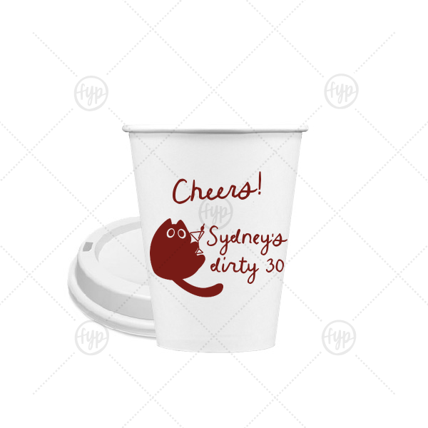 Birthday Cheers Cat Martini Cup 8-oz. Single Wall Paper Hot Cup (Ink)