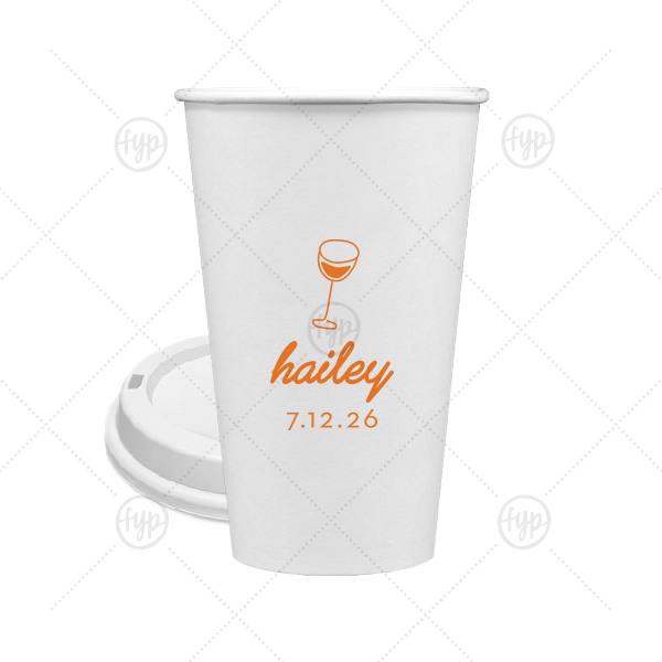 Minimal Bridal Shower Cup 16-oz. Single Wall Paper Hot Cup (Ink)