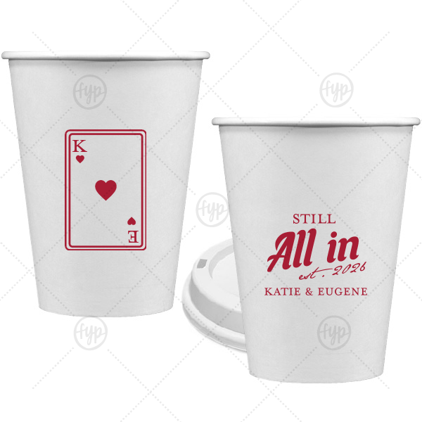 Playing Card Still All In Anniversary Cup 12-oz. Single Wall Paper Hot Cup (Ink)
