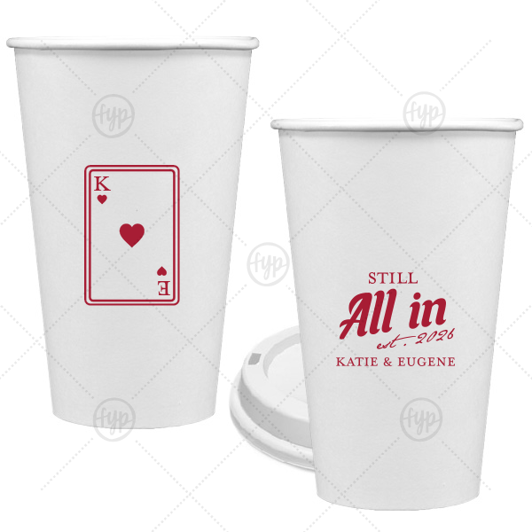 Playing Card Still All In Anniversary Cup 16-oz. Single Wall Paper Hot Cup (Ink)