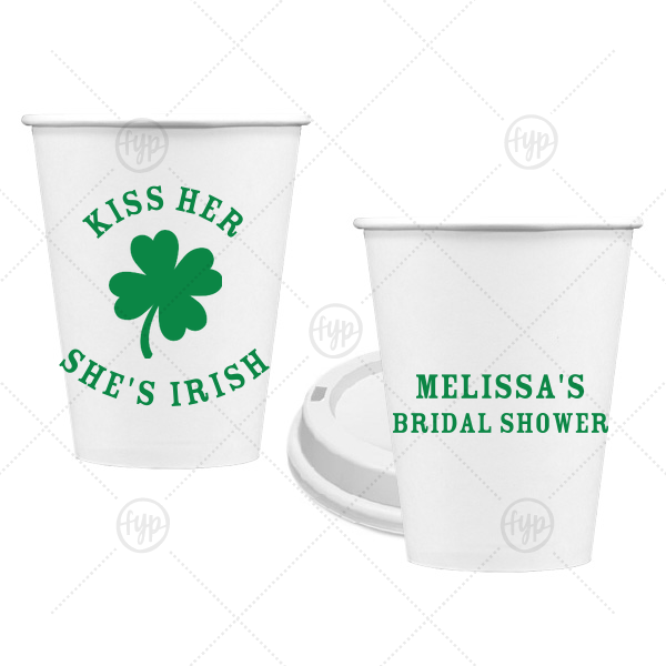 Kiss Me I'm Irish Cup 8-oz. Single Wall Paper Hot Cup (Ink)