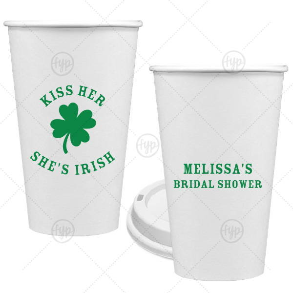 Kiss Me I'm Irish Cup 16-oz. Single Wall Paper Hot Cup (Ink)