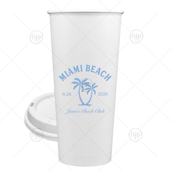 Bachelorette Beach Party Palm Breeze Cup 24-oz. Single Wall Paper Hot Cup (Ink)