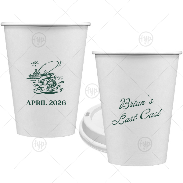 Bachelor Party Last Cast Cup 12-oz. Single Wall Paper Hot Cup (Ink)