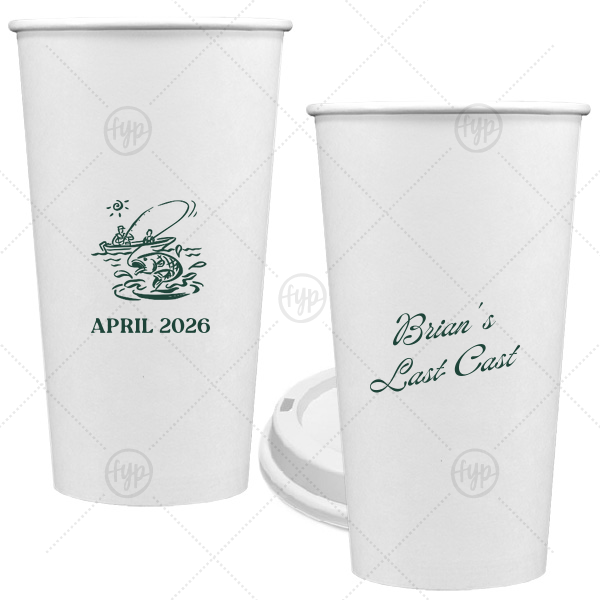 Bachelor Party Last Cast Cup 20-oz. Single Wall Paper Hot Cup (Ink)