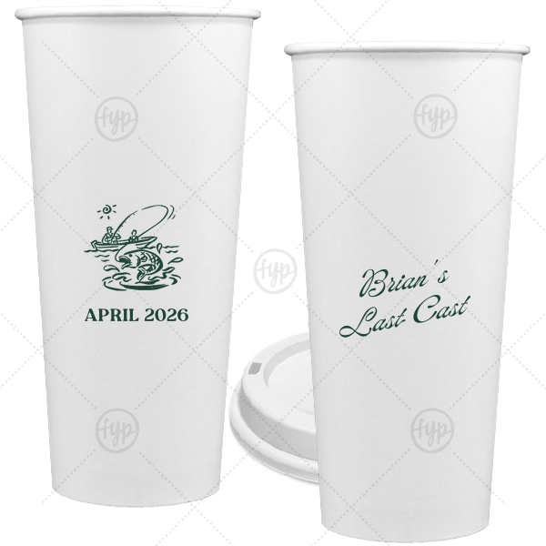 Bachelor Party Last Cast Cup 24-oz. Single Wall Paper Hot Cup (Ink)